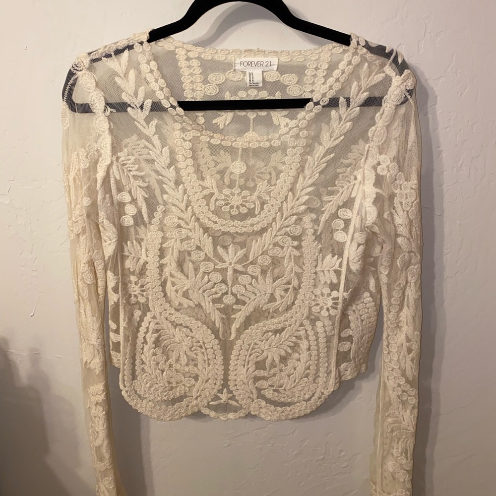 Forever 21 cream, lace top. Size medium.